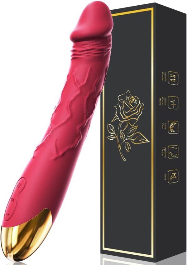 7.6 Inch Realistic Dildo Vibrator for Women，10 Powerful Vibration Modes for Clitoral and G-spot Stimulation, Waterproof Rose Adult Sex Toys for Women and Couples