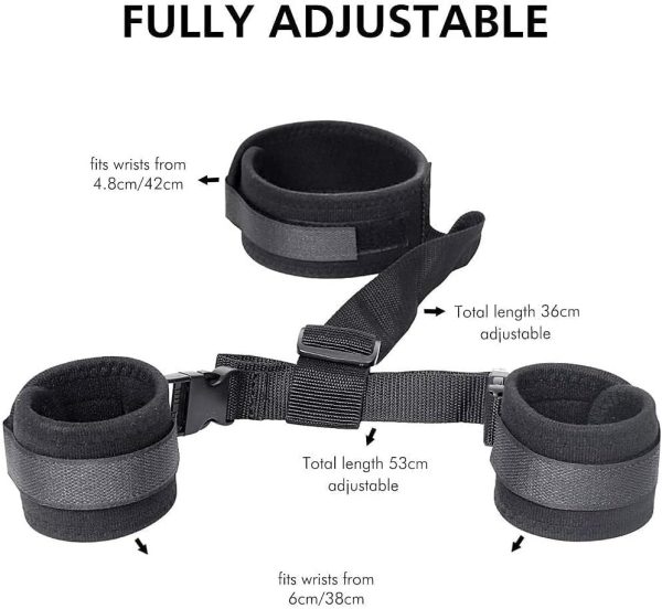 BDSM Neck to Wrist Restraints Bondage Set - Behind Back Handcuffs Collar with Blindfold Adjustable Bondage Set Bed SM Games Play Sex Toys for Couples - Image 6