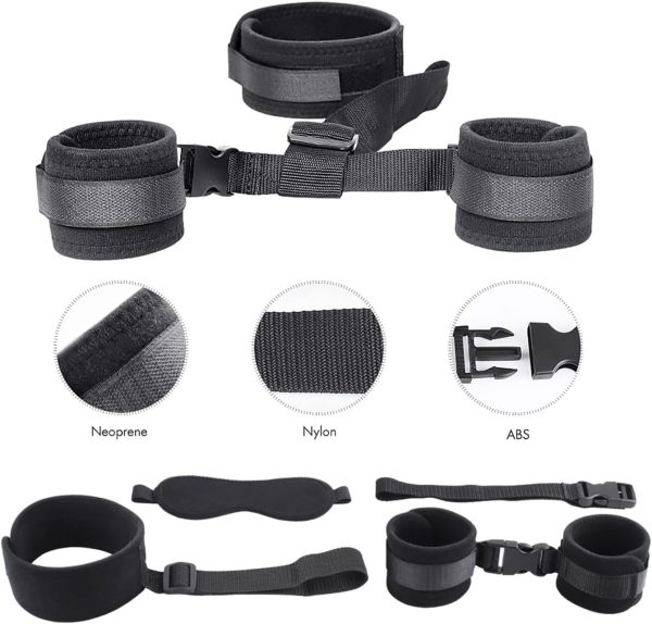 BDSM Neck to Wrist Restraints Bondage Set - Behind Back Handcuffs Collar with Blindfold Adjustable Bondage Set Bed SM Games Play Sex Toys for Couples - Image 5