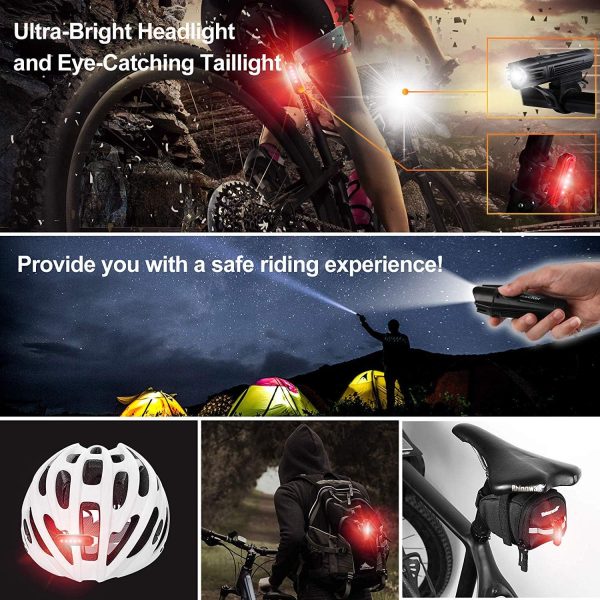 Ascher Ultra Bright USB Rechargeable Bike Light Set, Powerful Bicycle Front Headlight and Back Taillight, 4 Light Modes, Easy to Install for Men Women Kids Road Mountain Cycling Black - Image 4